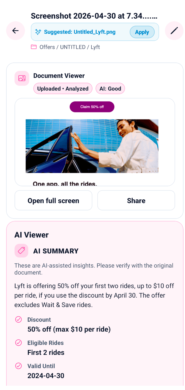 Docnizer app screenshot